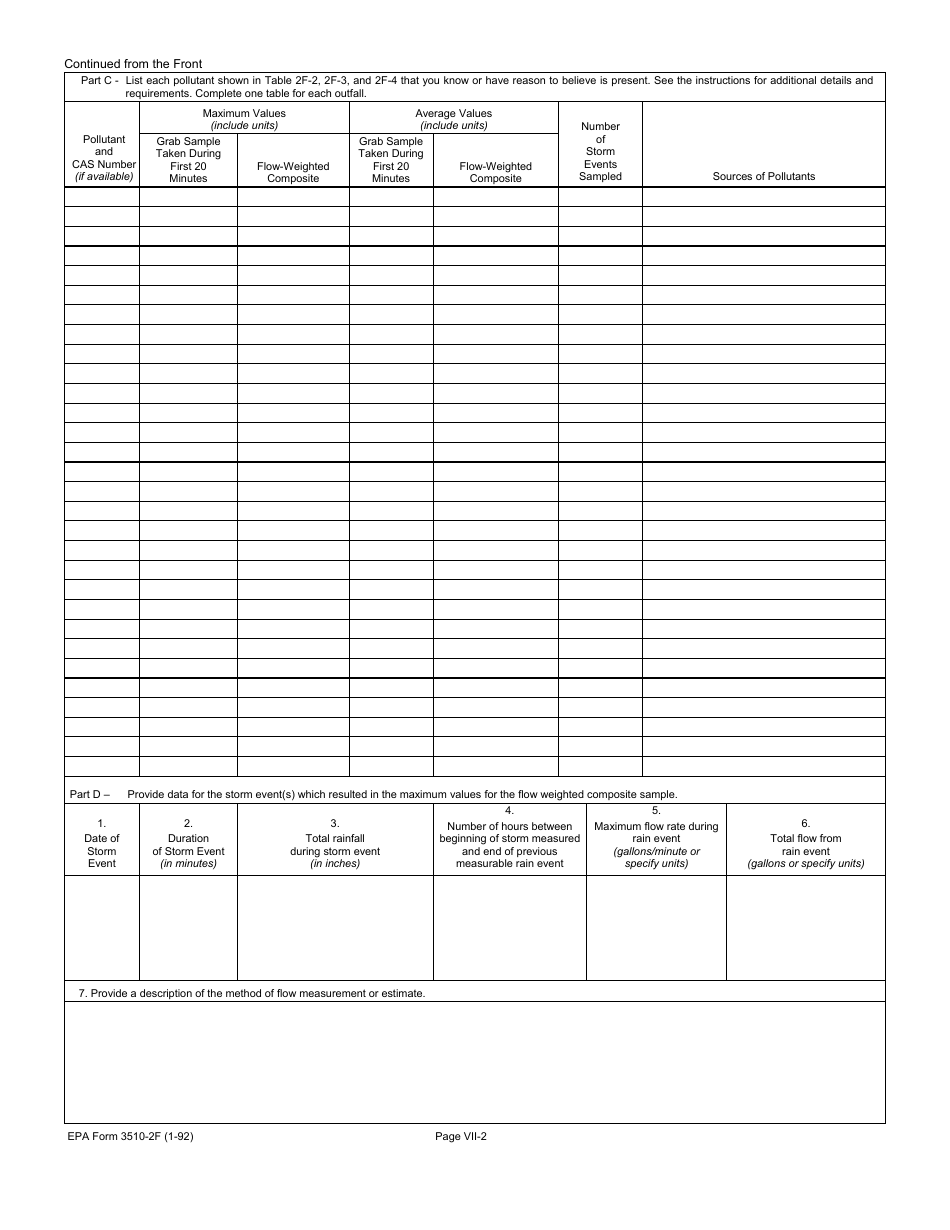 EPA Form 3510-2F (NPDES Form 2F) Application for Permit to Discharge Storm Water Discharges Associated With Industrial Activity, Page 6