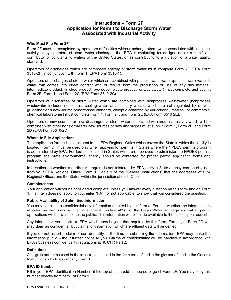 EPA Form 3510-2F (NPDES Form 2F) Application for Permit to Discharge Storm Water Discharges Associated With Industrial Activity, Page 7