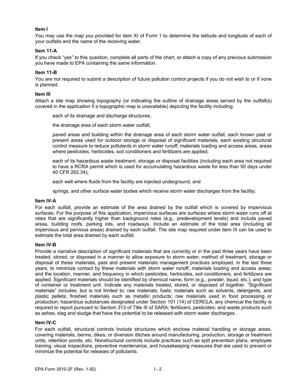 EPA Form 3510-2F (NPDES Form 2F) Application for Permit to Discharge Storm Water Discharges Associated With Industrial Activity, Page 8