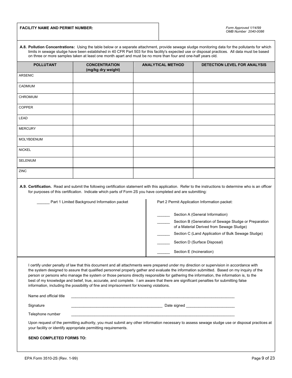 EPA Form 3510-2S Npdes Form 2s - Application Overview, Page 10