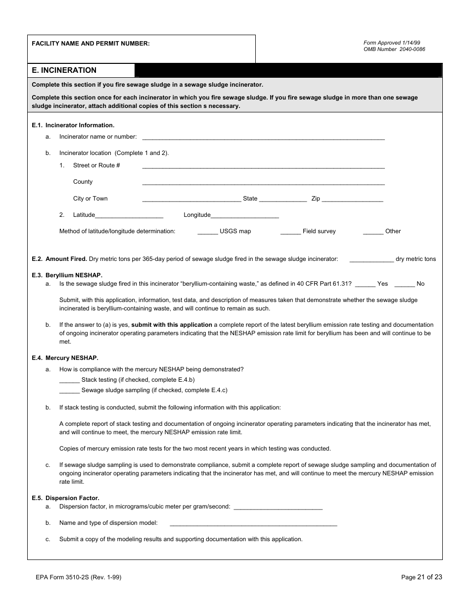 EPA Form 3510-2S Npdes Form 2s - Application Overview, Page 22