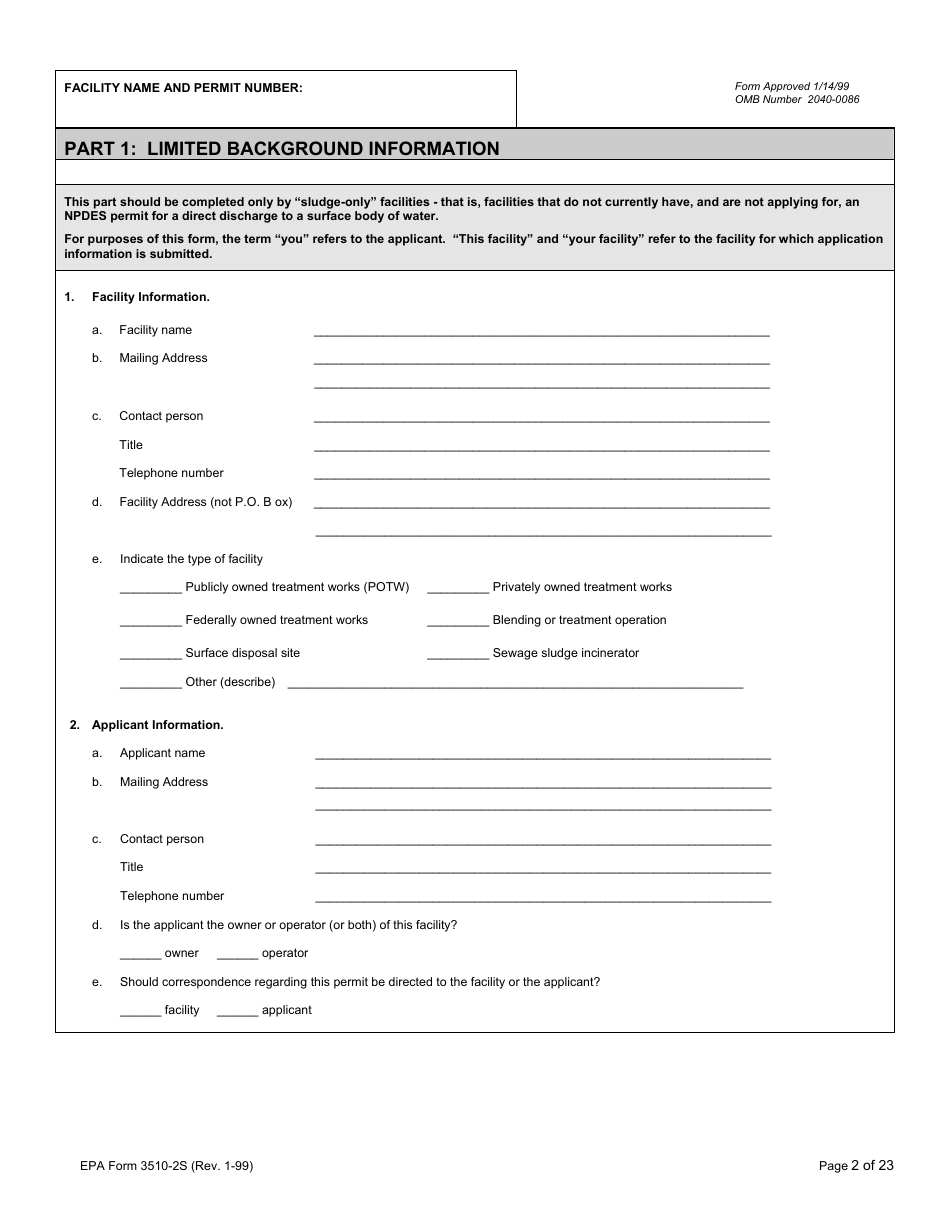 EPA Form 3510-2S Npdes Form 2s - Application Overview, Page 3