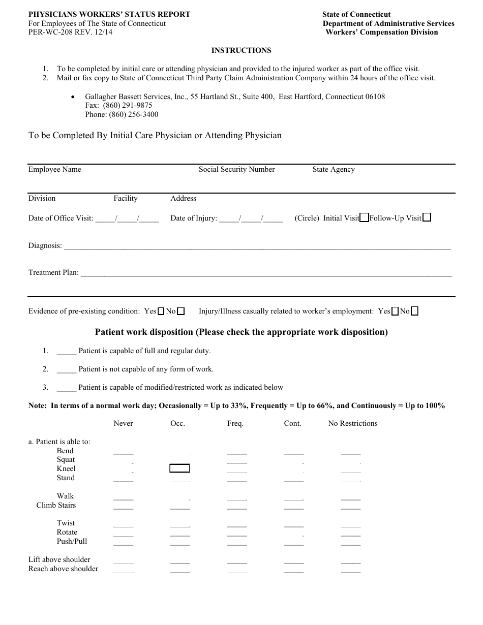 Form Per Wc 208 Download Fillable Pdf Or Fill Online Physicians Workers 6636