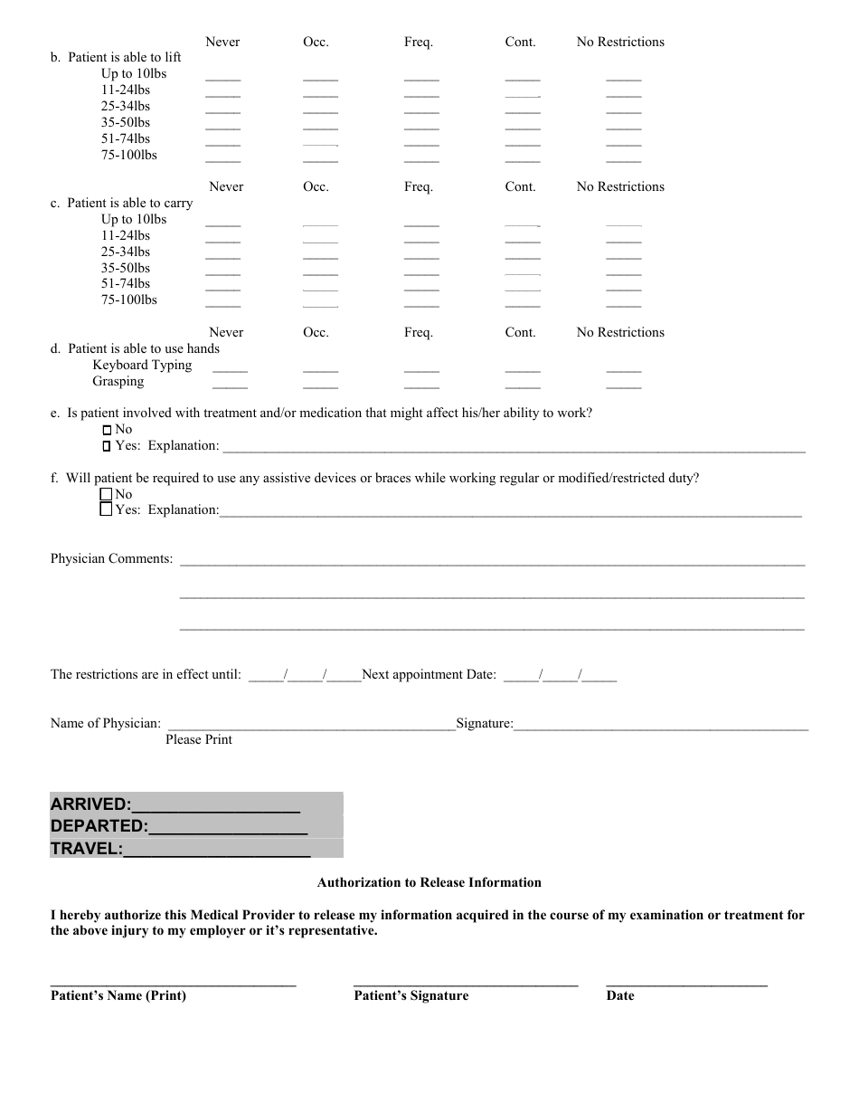 Form PER-WC-208 Physicians Workers Status Report - Connecticut, Page 2