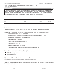 Form DCSS0046 &quot;Supplemental Security Income (Ssi) Resource Test Self-certification&quot; - California
