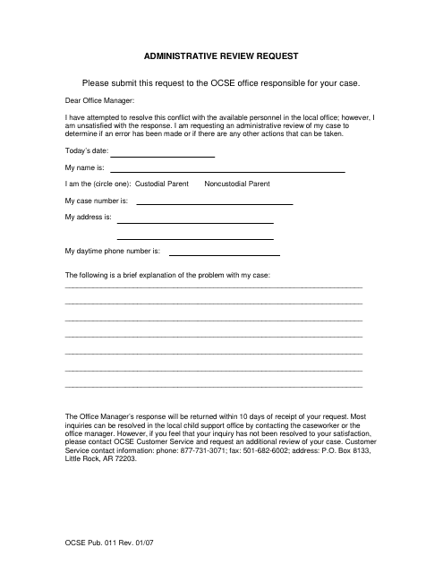Administrative Review Request Form - Arkansas Download Pdf