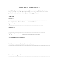 Document preview: Administrative Hearing Request Form - Arkansas