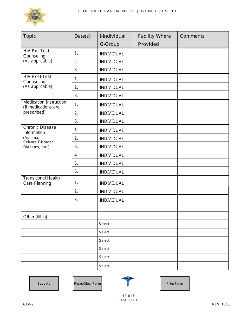 DJJ Form HS013 - Fill Out, Sign Online and Download Fillable PDF ...