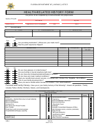 DJJ Form HS014 Health-Related History Form - Florida