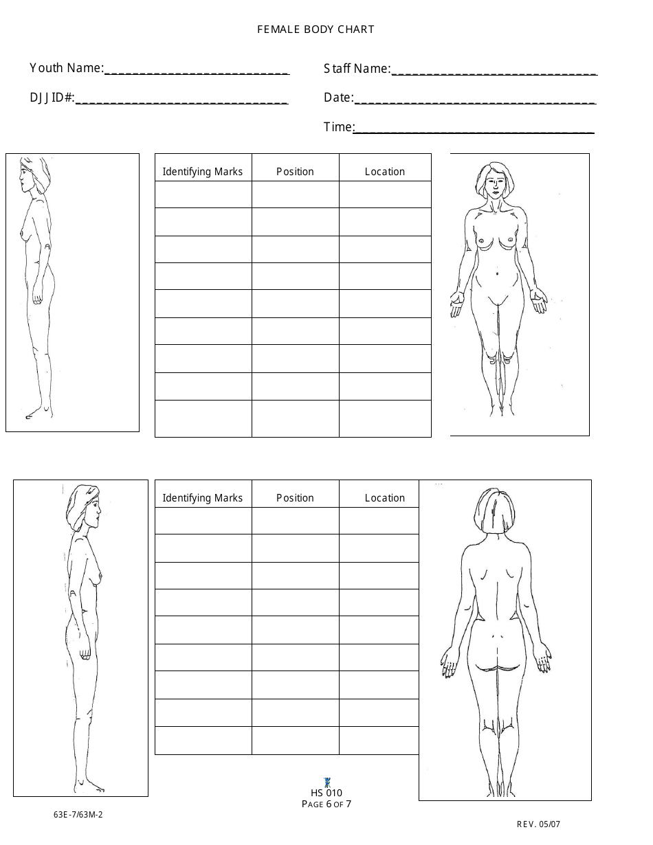 DJJ Form HS010 Facility Entry Physical Health Screening - Florida, Page 6