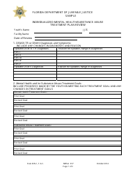 DJJ Form MHSA017 Individualized Mental Health/Substance Abuse Treatment Plan Review - Sample - Florida