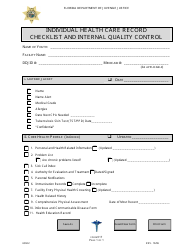 Document preview: DJJ Form HS017 Individual Health Care Record Checklist and Internal Quality Control - Florida