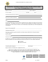 Document preview: DJJ Form HS022 Parental Notification of Health-Related Care: Vaccination/Immunization - Florida