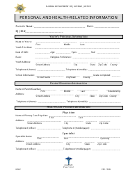 Document preview: DJJ Form HS023 Personal and Health-Related Information - Florida