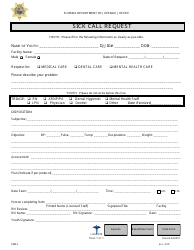 Document preview: DJJ Form HS032 Sick Call Request - Florida