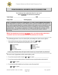 DJJ Form HS051 Probation Medical and Mental Health Clearance Form - Florida