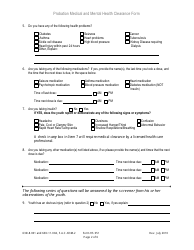 DJJ Form HS051 Probation Medical and Mental Health Clearance Form - Florida, Page 2