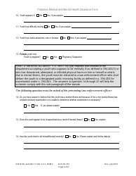 DJJ Form HS051 Probation Medical and Mental Health Clearance Form - Florida, Page 3