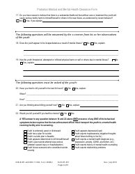 DJJ Form HS051 Probation Medical and Mental Health Clearance Form - Florida, Page 4