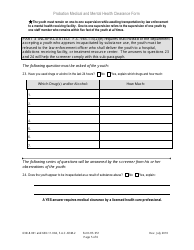 DJJ Form HS051 Probation Medical and Mental Health Clearance Form - Florida, Page 5
