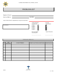 DJJ Form HS026 Problem List - Florida