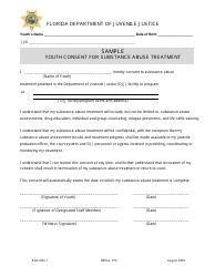 Document preview: DJJ Form MHSA012 Youth Consent for Substance Abuse Treatment - Sample - Florida
