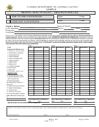 Document preview: DJJ Form MHSA007 Observation Log - Mental Health Alert - Sample - Florida