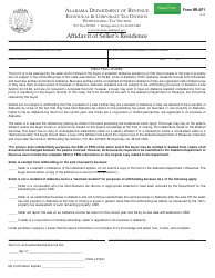 Form NR-AF1 &quot;Affidavit of Seller's Residence&quot; - Alabama