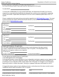 Document preview: Form DHCS5259 County Approver Certification & Vendor Appointment Form - California