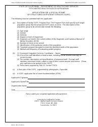 Document preview: Form DHCS1815 Application for a Special Permit of Structured Outpatient Services (Sops) - Psychiatric Health Facility & Program - California