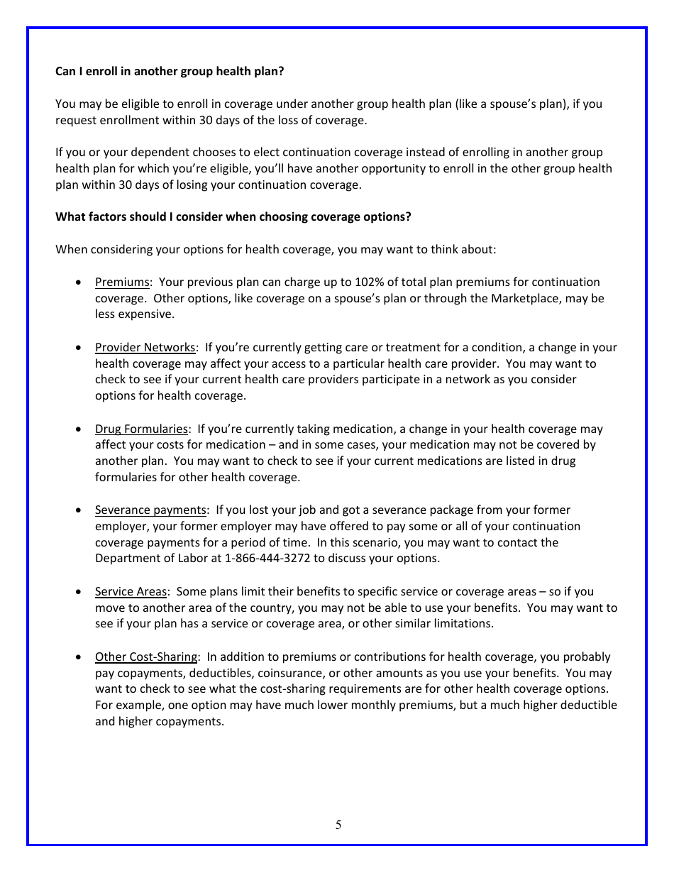 Connecticut Continuation Coverage Election Notice Form - Connecticut, Page 5