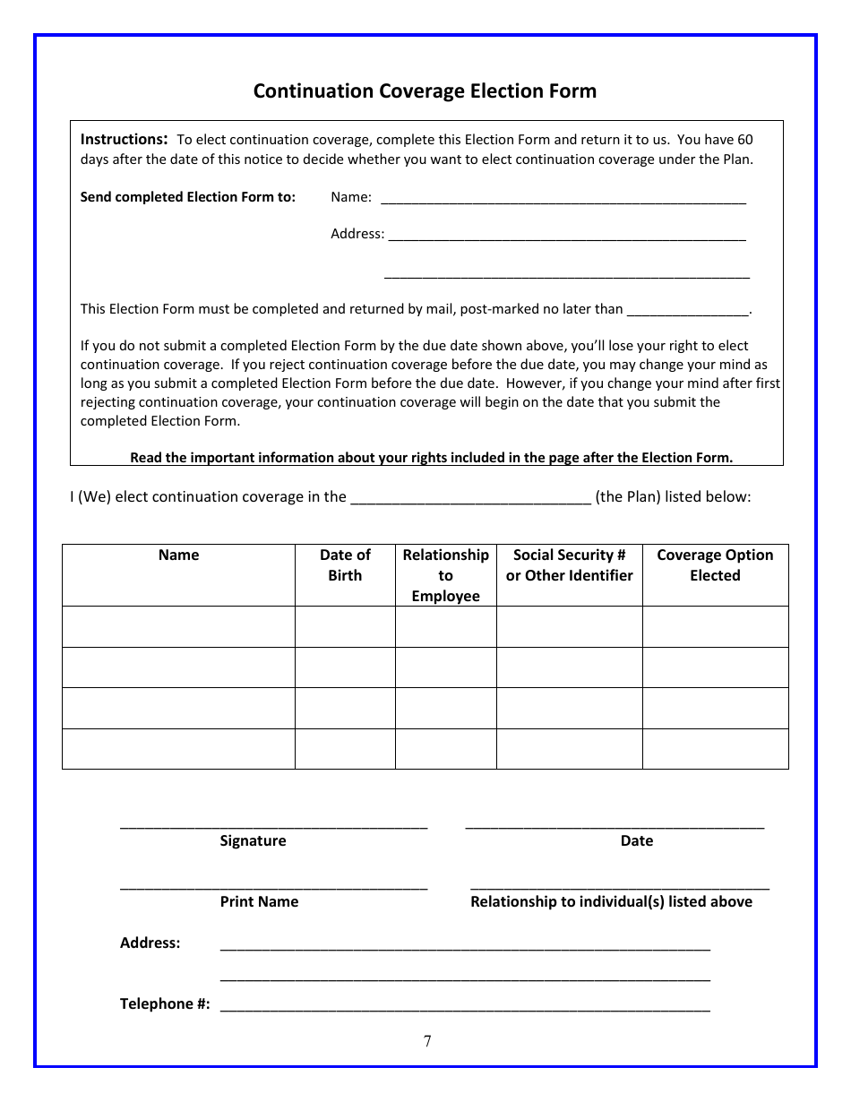 Connecticut Continuation Coverage Election Notice Form - Connecticut, Page 7