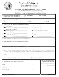 Form TM109 Renewal of Trademark or Service Mark - California