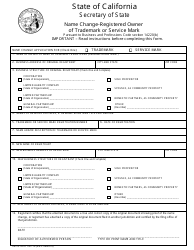 Document preview: Form TM110 Name Change-Registered Owner of Trademark or Service Mark - California