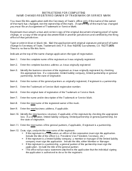 Form TM110 Name Change-Registered Owner of Trademark or Service Mark - California, Page 2