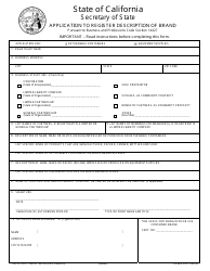 Document preview: Form TM/CB100/101 Application to Register Description of Brand - California