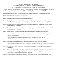 Form TM/CB100/101 Application to Register Description of Brand - California, Page 2
