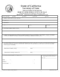 Document preview: Form TM/FN103 Application to Register Name of Farm, Ranch, Estate or Villa - California