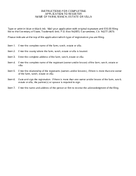 Form TM/FN103 Application to Register Name of Farm, Ranch, Estate or Villa - California, Page 2