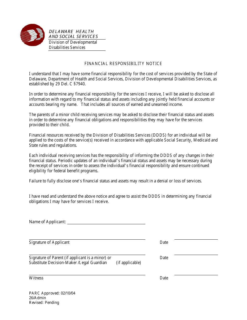 Form 09 / ADMIN Application for Services - Delaware, Page 17