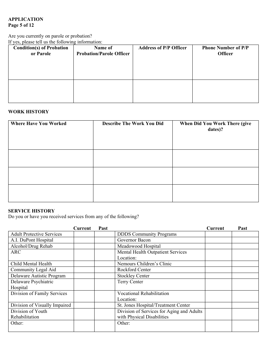 Form 09 / ADMIN Application for Services - Delaware, Page 7