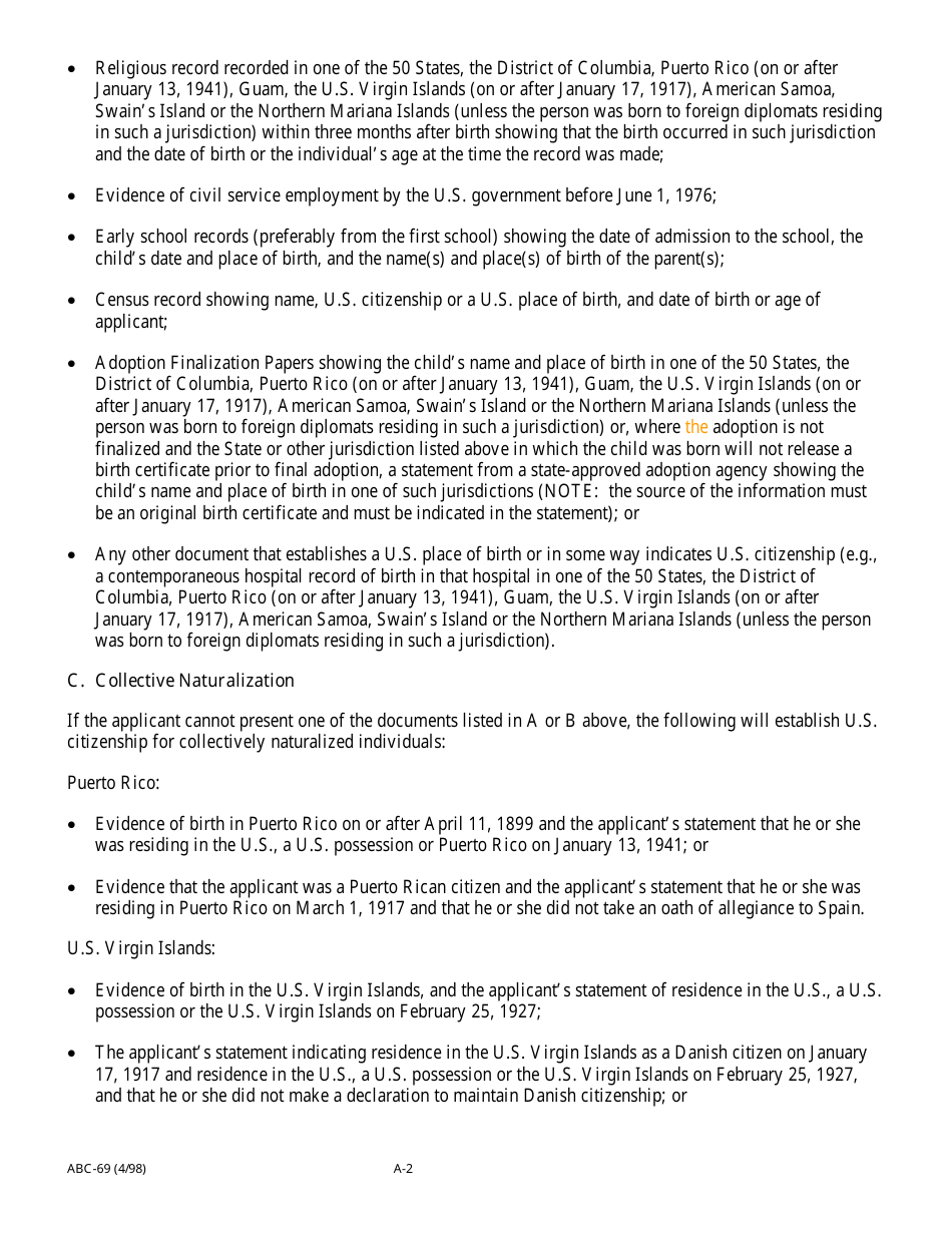Form ABC-69 Statement of Citizenship, Alienage, and Immigration Status for State Public Benefits - California, Page 4