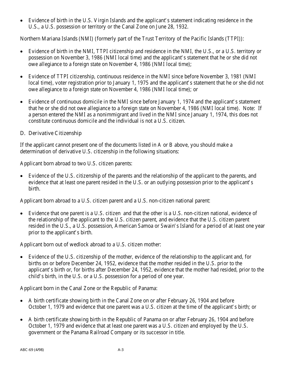 Form ABC-69 Statement of Citizenship, Alienage, and Immigration Status for State Public Benefits - California, Page 5