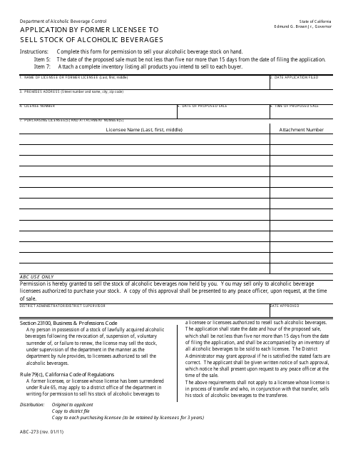 Form ABC-273  Printable Pdf