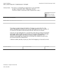 Document preview: Form ABC-282 Declaration Re Temporary Permit - California