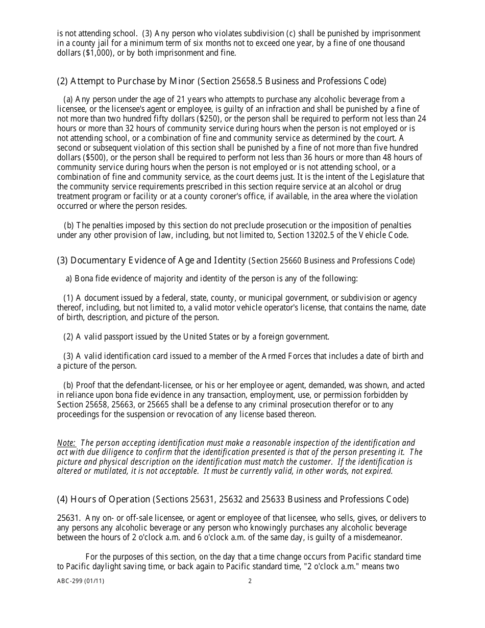 Form ABC-299 Clerks Affidavit and Sign - California, Page 2