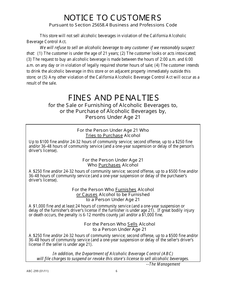 Form ABC-299 Clerks Affidavit and Sign - California, Page 6