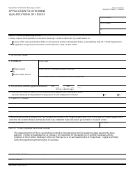 Document preview: Form ABC-405-FL Application to Determine Qualifications of Lessee - California