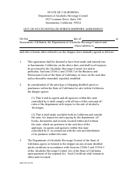 Form ABC-414 Out-of-State Distilled Spirits Shipper&#039;s Agreement - California
