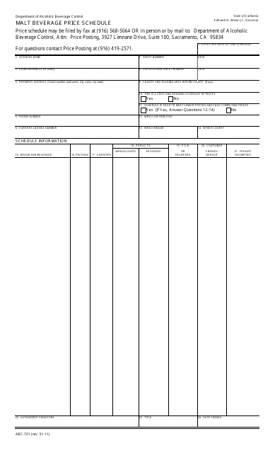 Form ABC-701  Printable Pdf